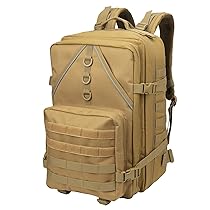 Hp hope Zaino tattico militare 40L Grande Esercito 3 Giorni Assalto Pack Molle Bug Out Bag Outdoor Camping Escursionismo Daypack, Cachi