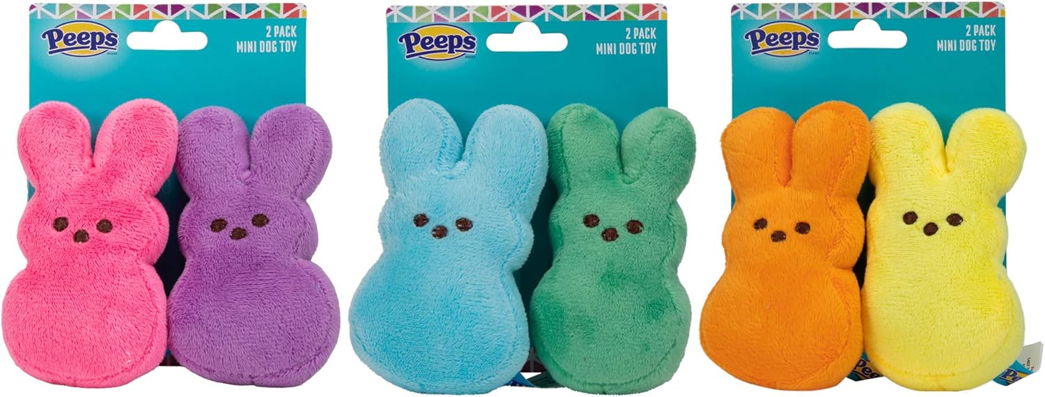 Pet Supplies Peeps for Pets Mini Plush Bunny Toys for Dogs, 6 Count