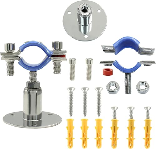 Miniatura 5 de 2 soportes de tubo de montaje en pared de acero inoxidable 304, adecuados para tubos OD de 34 pulgadas (0.984-1.063 in), altura ajustable de