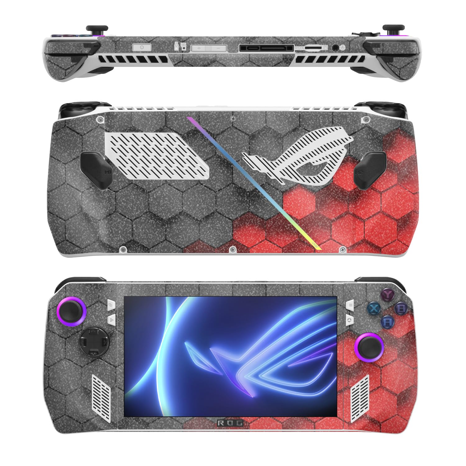 MightySkins Glossy Glitter Skin Compatible with Asus ROG Ally - Two-Tone Hex | Protective, Durable High-Gloss Glitter Finish | Easy to Apply