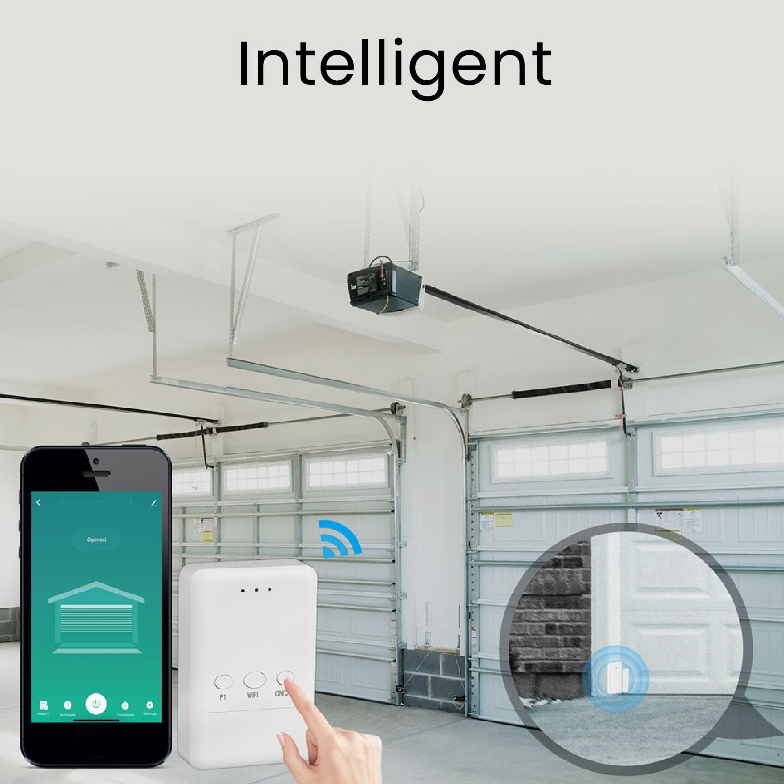 Mando a distancia WiFi para puerta de garaje compatible con abridor de puerta de garaje inalámbrico Tuya con sensor inteligente y control de aplicación compatible con comandos de