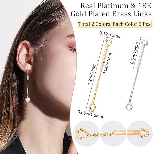 Miniatura 9 de Beebeecraft 30 conectores de eslabones de barra chapados en oro de 18 quilates, conectores de tira de 2 agujeros, dijes colgantes de 0.984in x