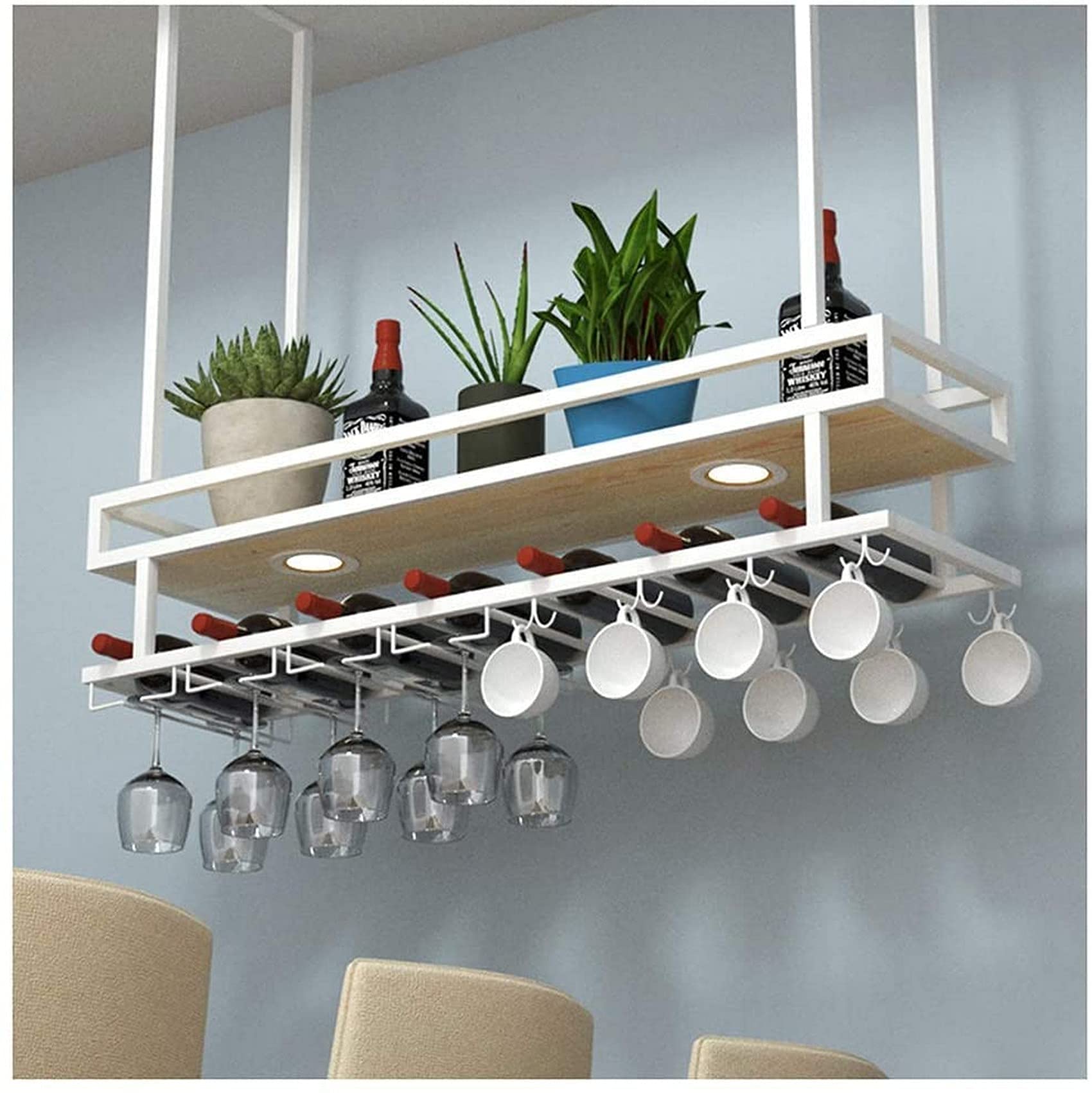 Porte-verres à pied suspendu style rustique pour une ambiance bar à la maison
