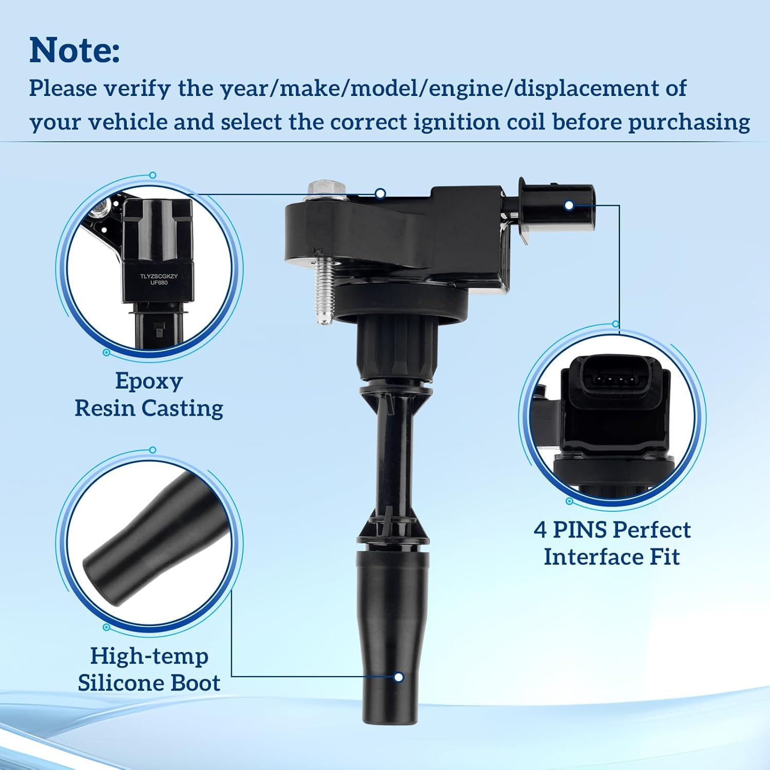 Ignition Coil Pack of UF680: 4Pcs for Chevrolet malibu camaro colorado equinox for Cadillac ATS CTS CT6 for Buick regal envision for GMC canyon terrain 2013 2014 2015 2016 2017 2018 2019 2.0L 2.5L L4