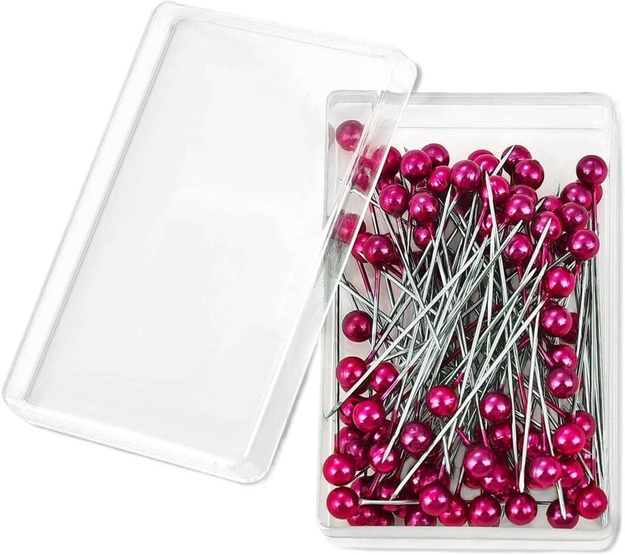 100Pcs 38cm Colorful Round Pearl Head Needles Stitch Straight Push Sewing Pins for Dressmaking DIY Tools Positioning(Purple)