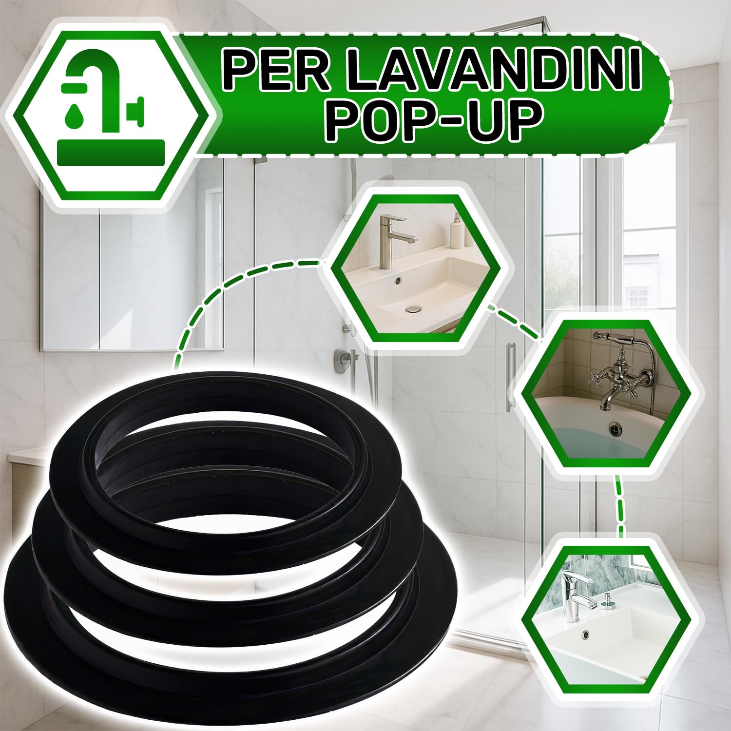 Guarnizione in gomma per lavello Clic Clac - Resistente all'acqua e agli agenti chimici - MADE IN SPAIN - ONIX TECH