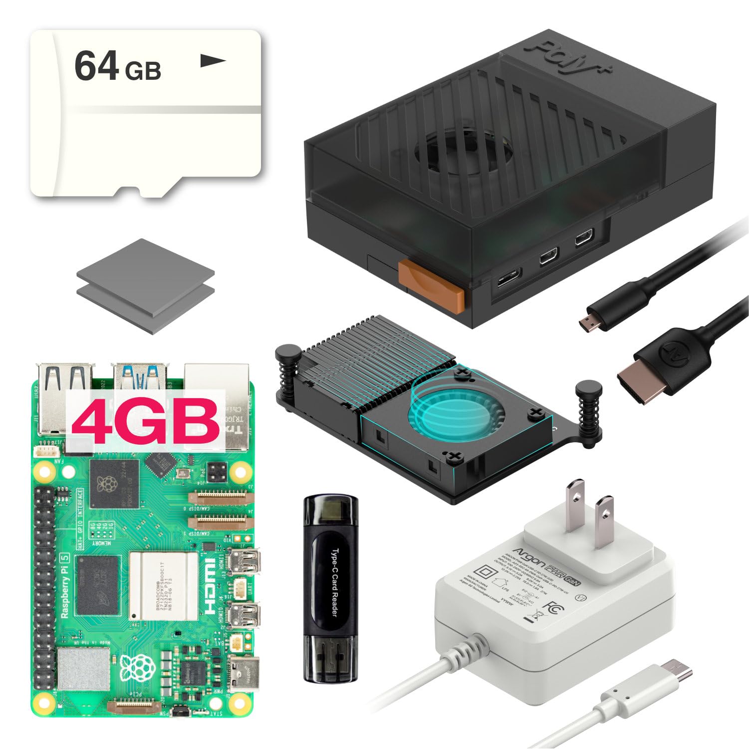 Photo 1 of Argon Poly+5 Case Starter Kit for Raspberry Pi 5 (Black, 4GB)