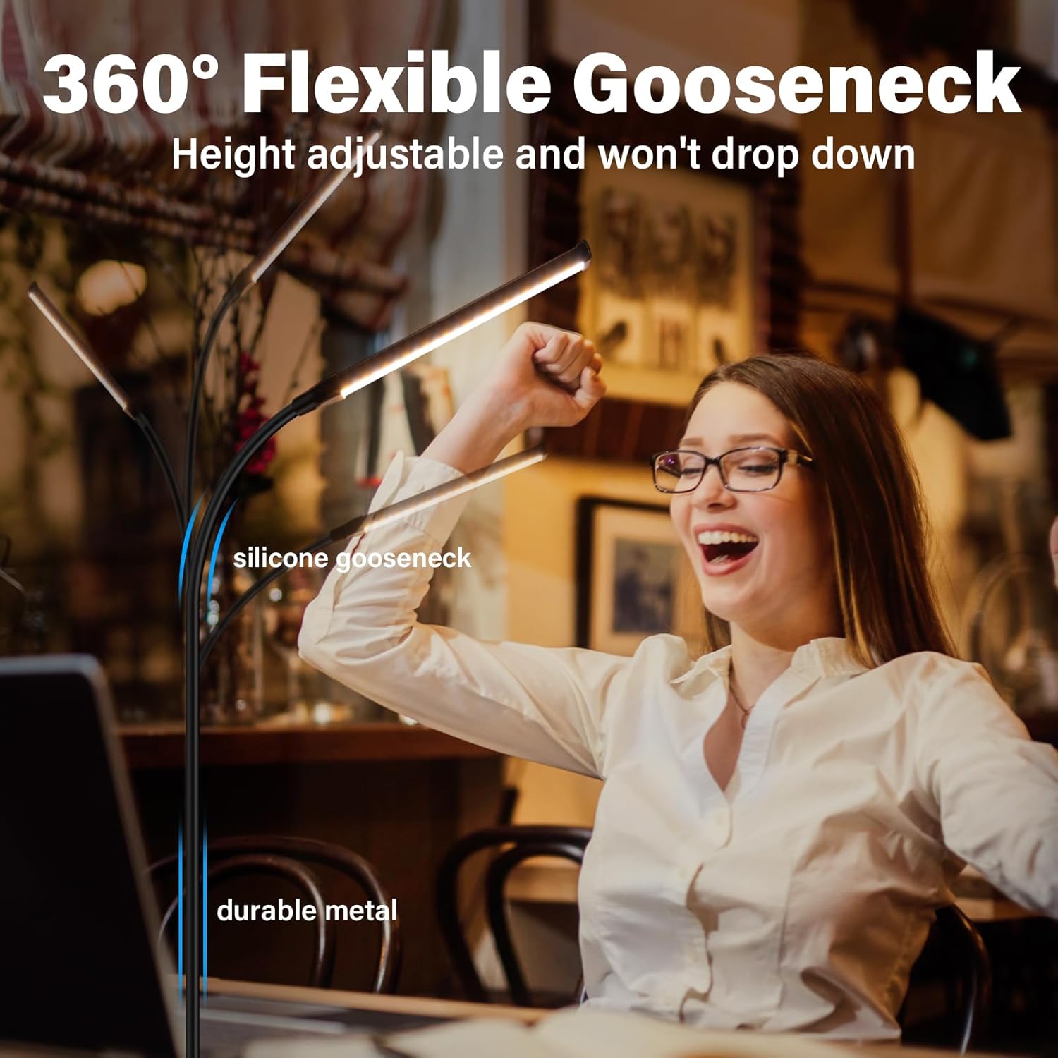 Desk Light with Clamp, Eye-Caring Clip on Lights for Home Office, LED Reading Lamp with 3 Color Modes, 10 Brightness, Flexible Gooseneck Swing Arm for Study, Work, Draw, Nail, Black