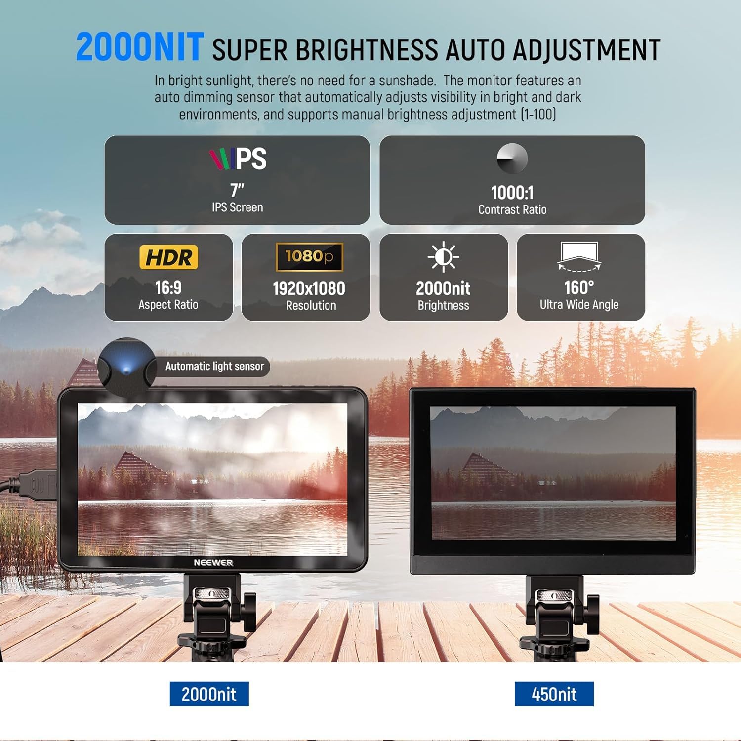 NEEWER F700 7インチ　カメラ用外部モニター 2000nit Amazon.com : NEEWER F700 7