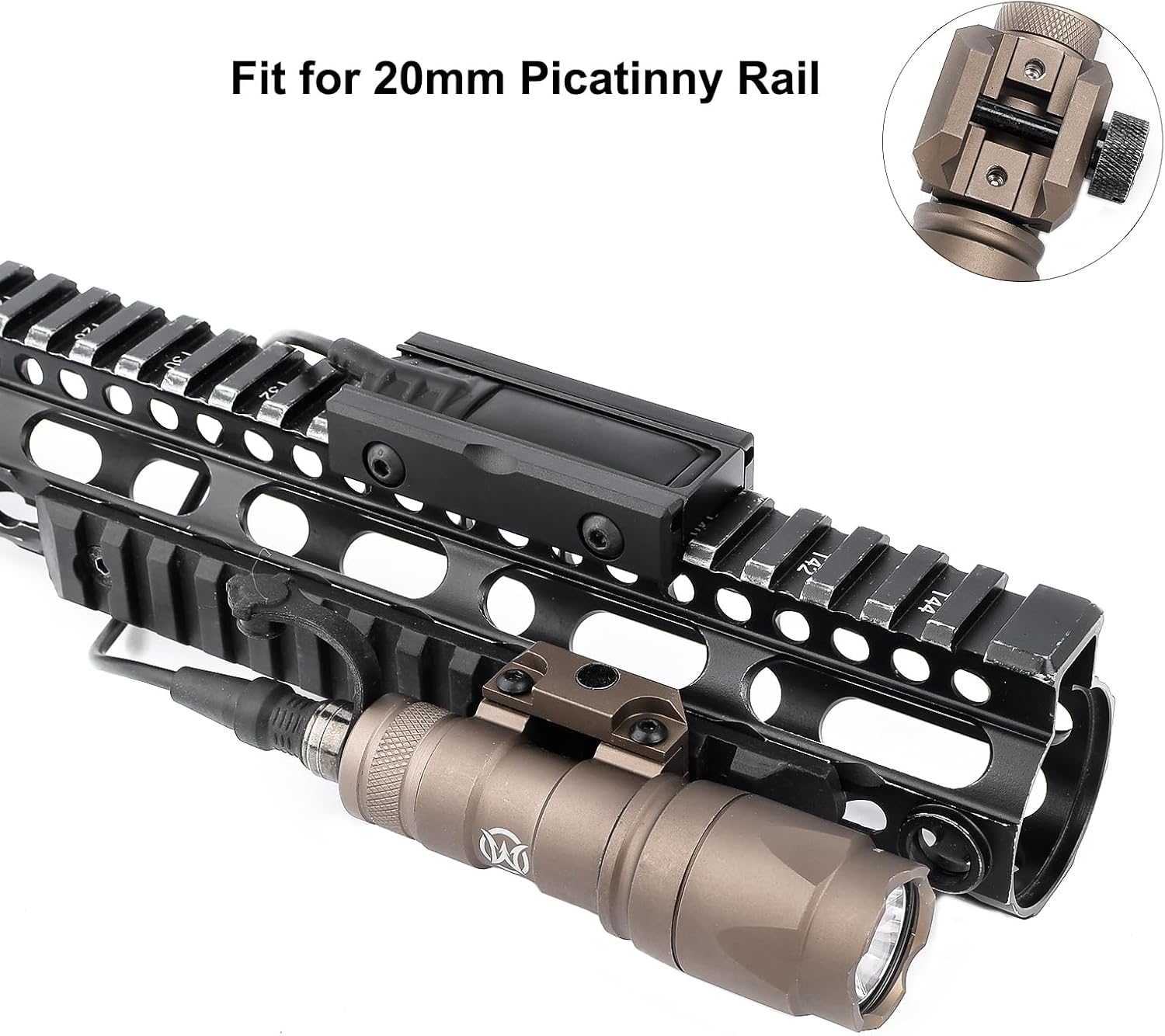 M300A 600 Lumens Tactical Flashlight,with Remote Pressure Switch and Switch Mount Plate （Fit 20mm Picatinny Rail） M300 M600 Series Picatinny Flashlight for 20mm Picatinny Rail