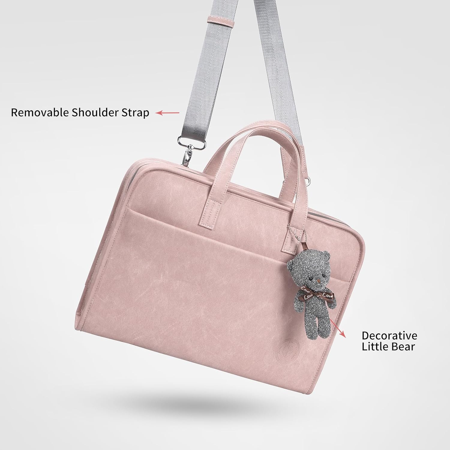 Protective Sleeve Case Bag Compatible with MacBook Pro 16 Inch, 15.6 inch, HP, Dell, Acer Aspire, Asus Notebook, Computer Bag with Shoulder Strap,Pocket,Handle, Pink