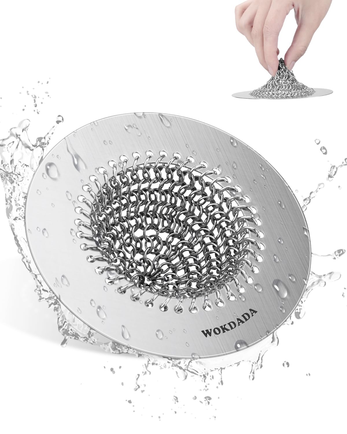 Sink Drain Strainer, Reversible No Clog Mesh Kitchen Sink Drain Strainer, 304 Stainless Steel & Rust-Proof/Masterfully Handcrafted, Easy Clean, Dishwasher Safe, Fits Standard Sink Drain