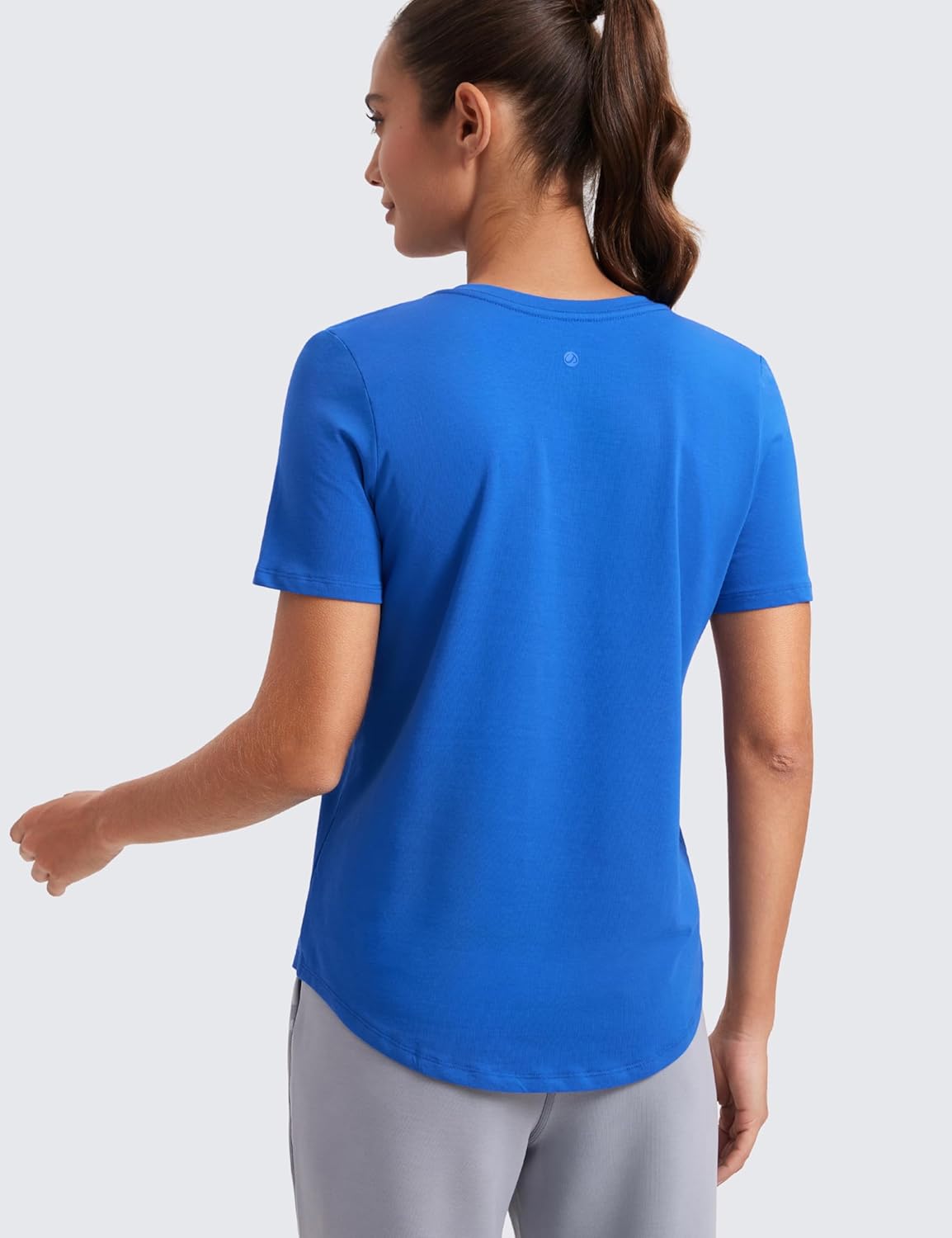 CRZ YOGA Womens Pima Cotton V Neck T-Shirt Short Sleeve Casual Workout Shirts Soft Summer Basic Tee Tops - Image 2