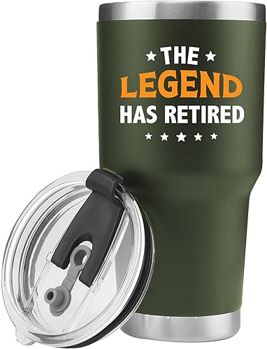 Panvola The Legend Has Retired - Vaso de acero inoxidable con aislamiento al vacío para mujeres y hombres, con tapa extraíble y pajita, color verde, disponible en Yaxa Guatemala