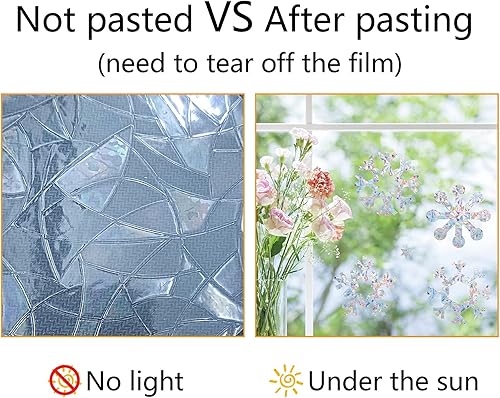 Miniatura 8 de GORGECRAFT 22 calcomanías de alerta de vidrio para ventana de copo de nieve, diseño de flor, arco iris, anticolisión, para pájaros, estrella,