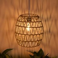 EcoGehen 3db Rattan Függőlámpa Akkumulátoros Kültéri Beltéri Boho Stílusú Hordozható Lámpa Kert 5