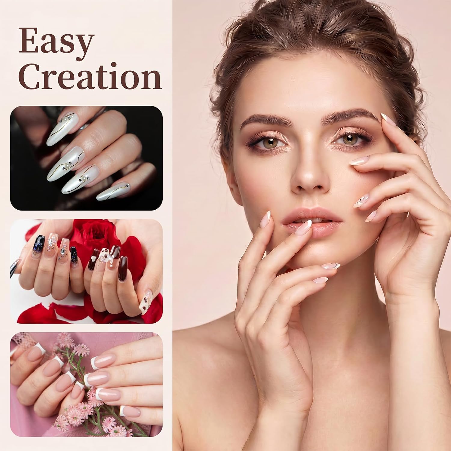 Amaxiu 3D Nail Art Sculpting Tools Set, 3 Pack Dual-Head Stainless Steel Gel Pens with 2 Silicone Finger Sleeves for Acrylic Gel Flowers Design, Nails Dotting Tool for DIY Manicure Salon Supplies