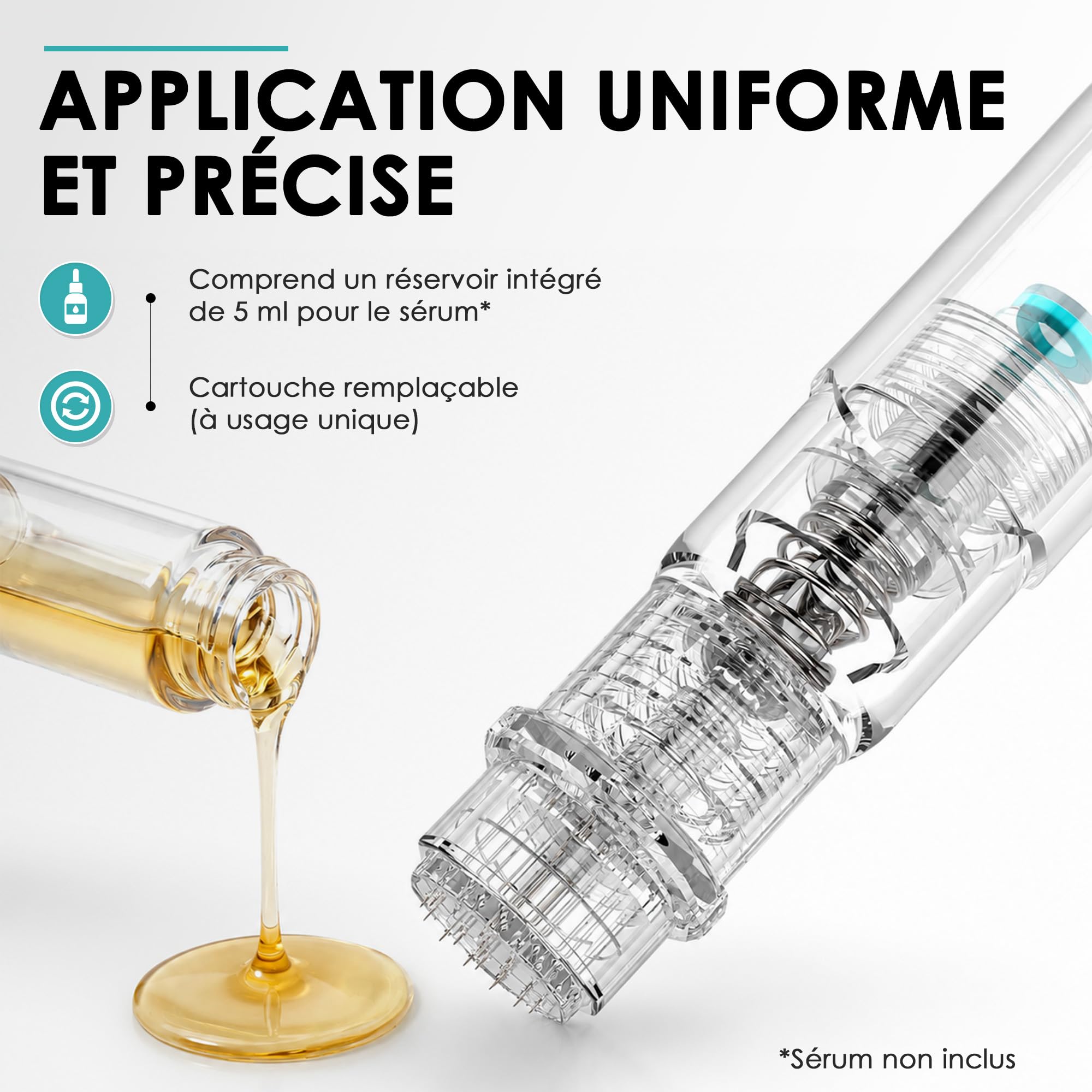 Aqua Stamp 0,5 mm - Alternative au dermaroller et au derma stamp - Système d'infusion de précision, 19 aiguilles en titane