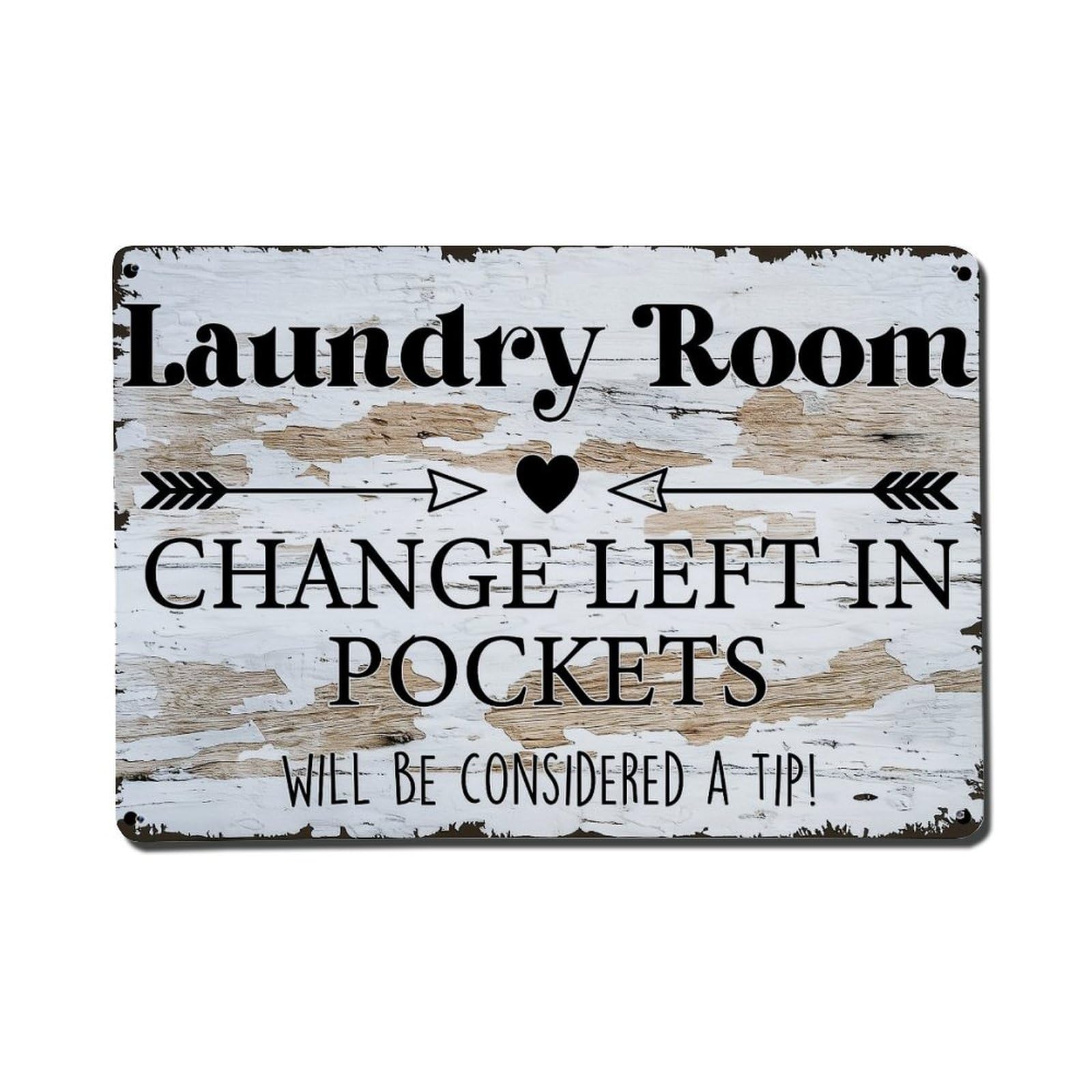 Laundry Room Sign With Heart And Arrows Vintage Tin Sign Retro Metal Wall Decor Metal Poster, Home Bar Garage Farmhouse Cafe Wall Art Decoration 8x12Inches