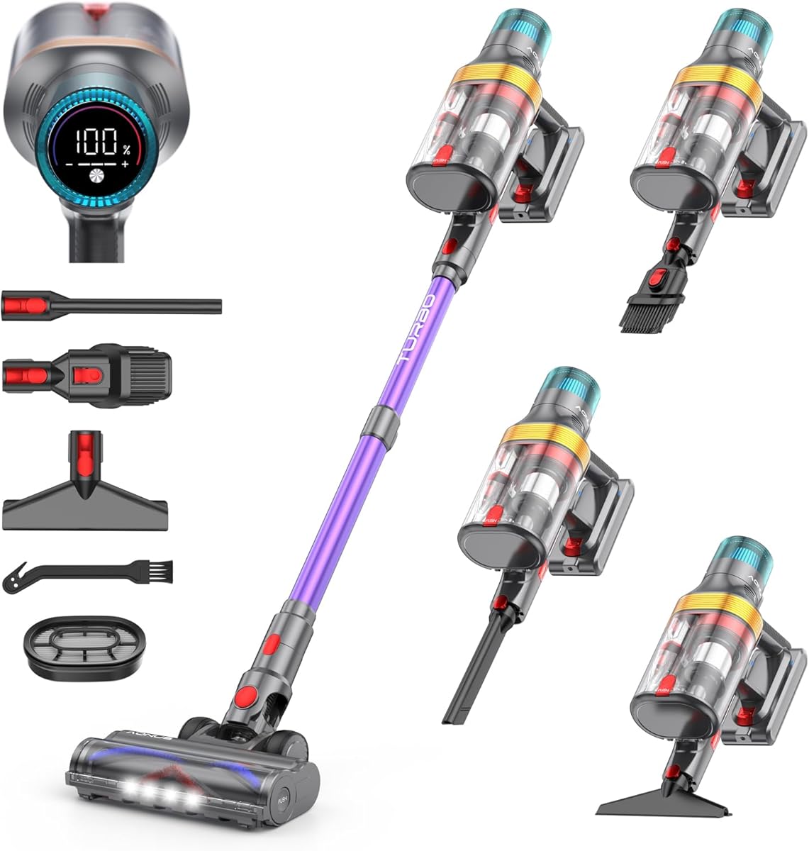 aonus A9 MAX Aspiradora sin Cable, 58Kpa/600W Aspiradora Escoba sin Cable Potente, Separación de Polvo de 1.8L con Doble Taza Mejorada, 75 Minutos de Larga Duración, Adecuada para Pisos/Alfombras/Pelo