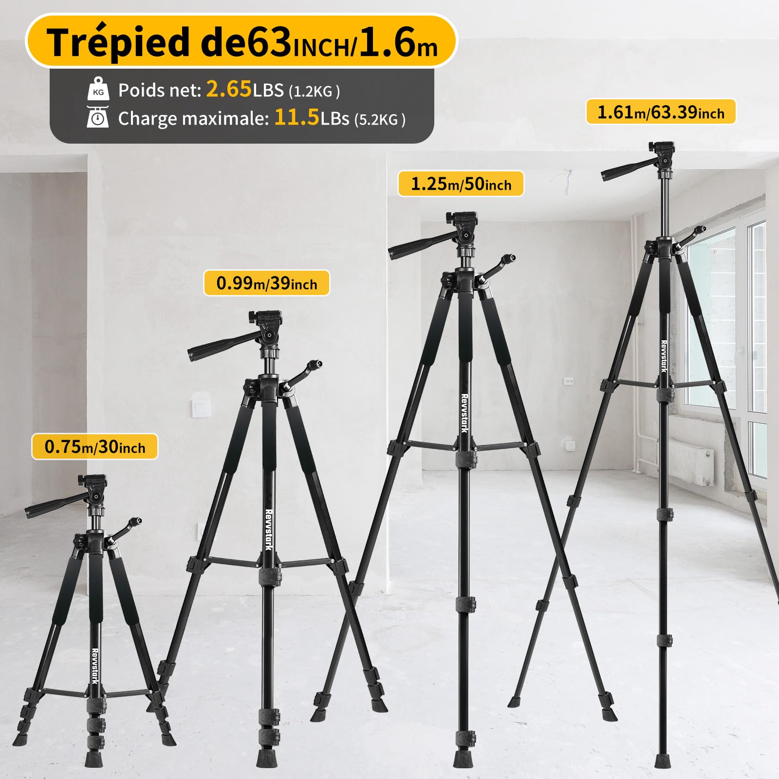 Niveau Laser mit répied，3x360°Laser Chantier Autonivelant vert 3D,rotatif avec 59.9inch trepied Réglable, 5200mAh Batterie Rechargeable