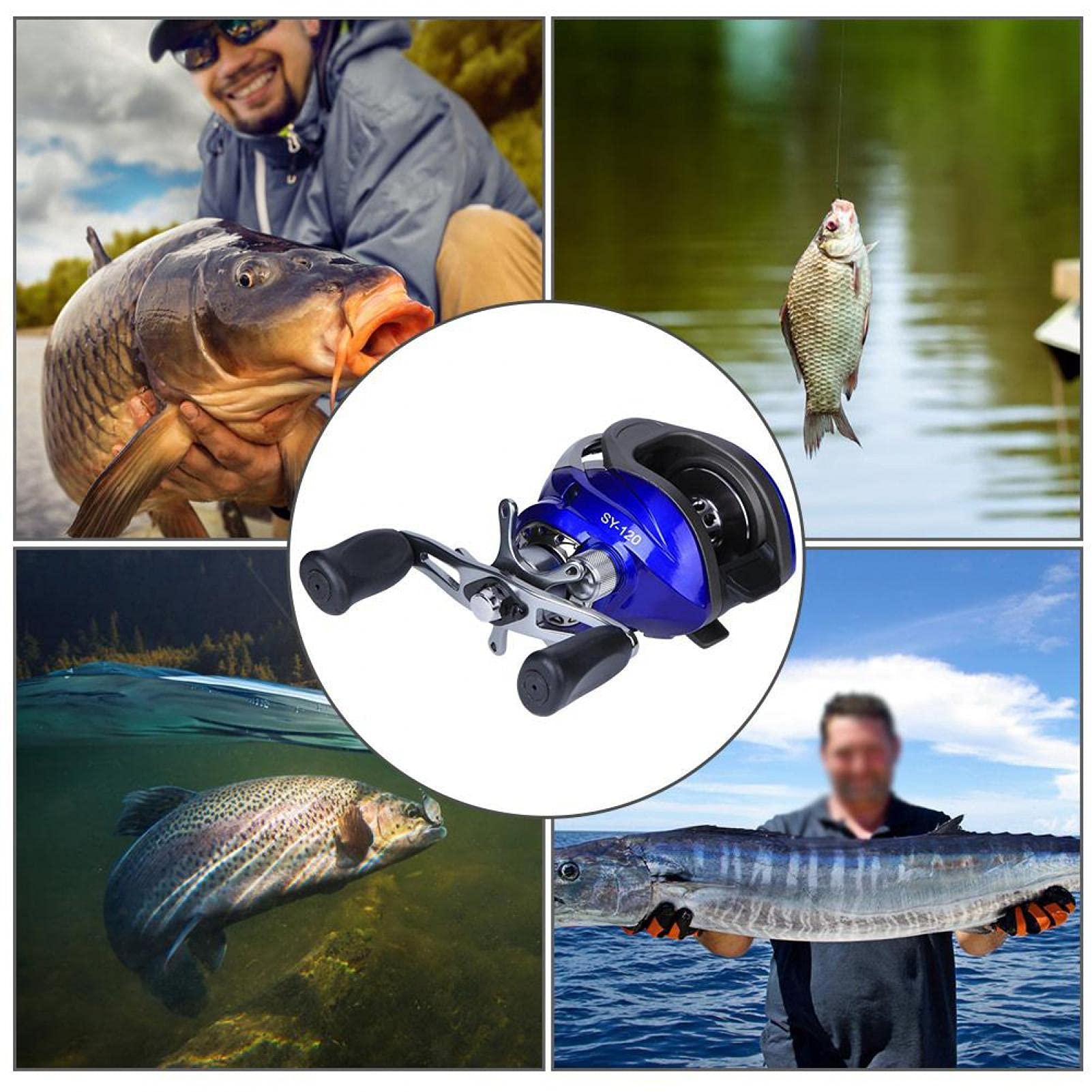 Carrete de Pesca Peso Ligero Duradero Alta Velocidad Baitcasting Carrete de Pesca 14 Ejes Carrete de fundición Fuerza magnética Freno Aparejo de Rueda de Pesca(Mano Izquierda)