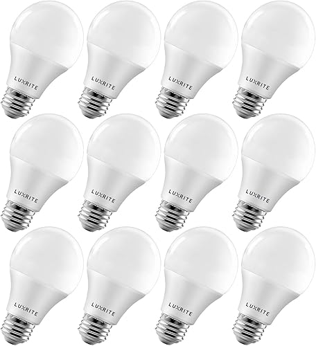 LUXRITE Bombilla LED A19 equivalente a 60 W, luz blanca cálida de 2700 K, regulable, 800 lúmenes, bombilla LED estándar de 9 W, base E26, Energy