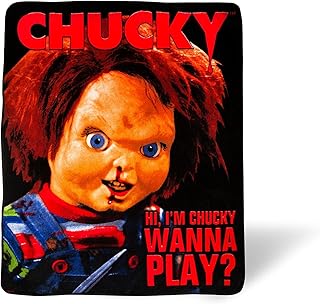 Silver Buffalo Chucky Hi I'm Chucky Wanna Play 50" x 60" Fleece Throw, Soft and Cozy Blanket, 180 GSM
