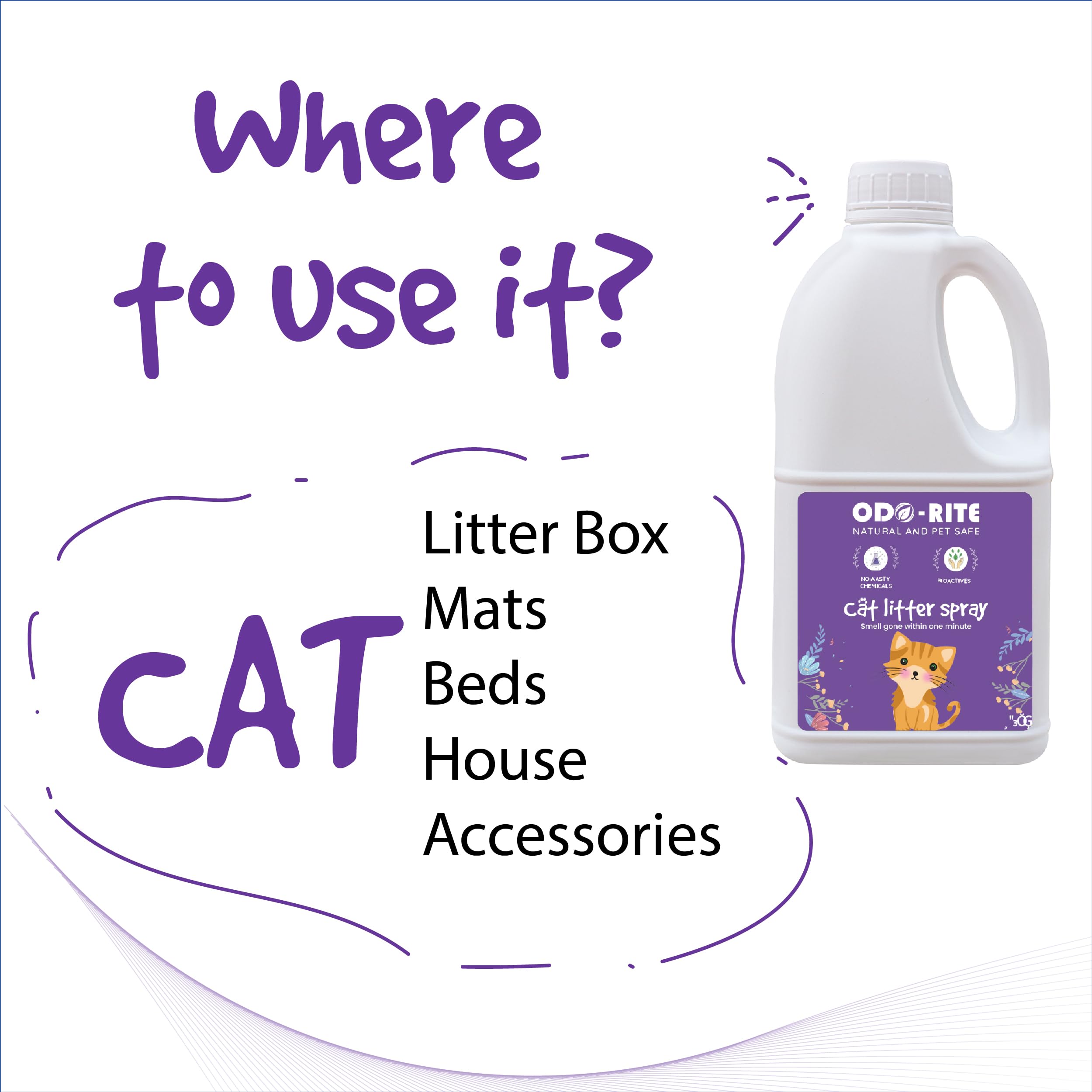 ODO-RITE Cat Litter Spray, Odour Eliminator Removes Smell from Litter Box (1000 ml - Pack of 1) 1