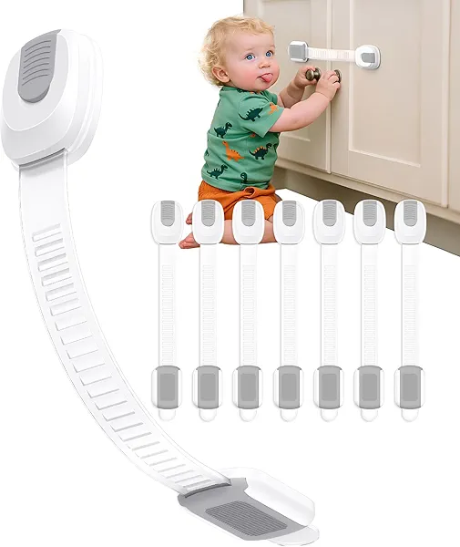 Infinno 8 Pack Cabinet Locks Baby Proofing, Baby Proof Safety Locks for Childproofing Drawers and Cupboards, Adhesive Latches for Toddler Proofing, No Drill, Easy Install, Secure Closure, Grey