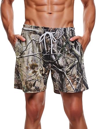 Ogfao Camo Sweats Shorts for Men Women Elastic Waist Drawstring Camouflage Workout Shorts Maple Leaf Athletic Gym Shorts