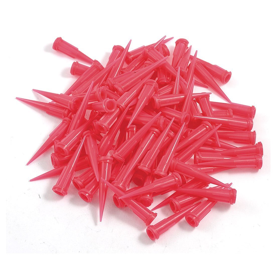 Joselin Plastic Tapered Pinhead Glue Dispenser Needle, 25 Gauge, 0.26mm Opening Size, Red (Pack of 100)