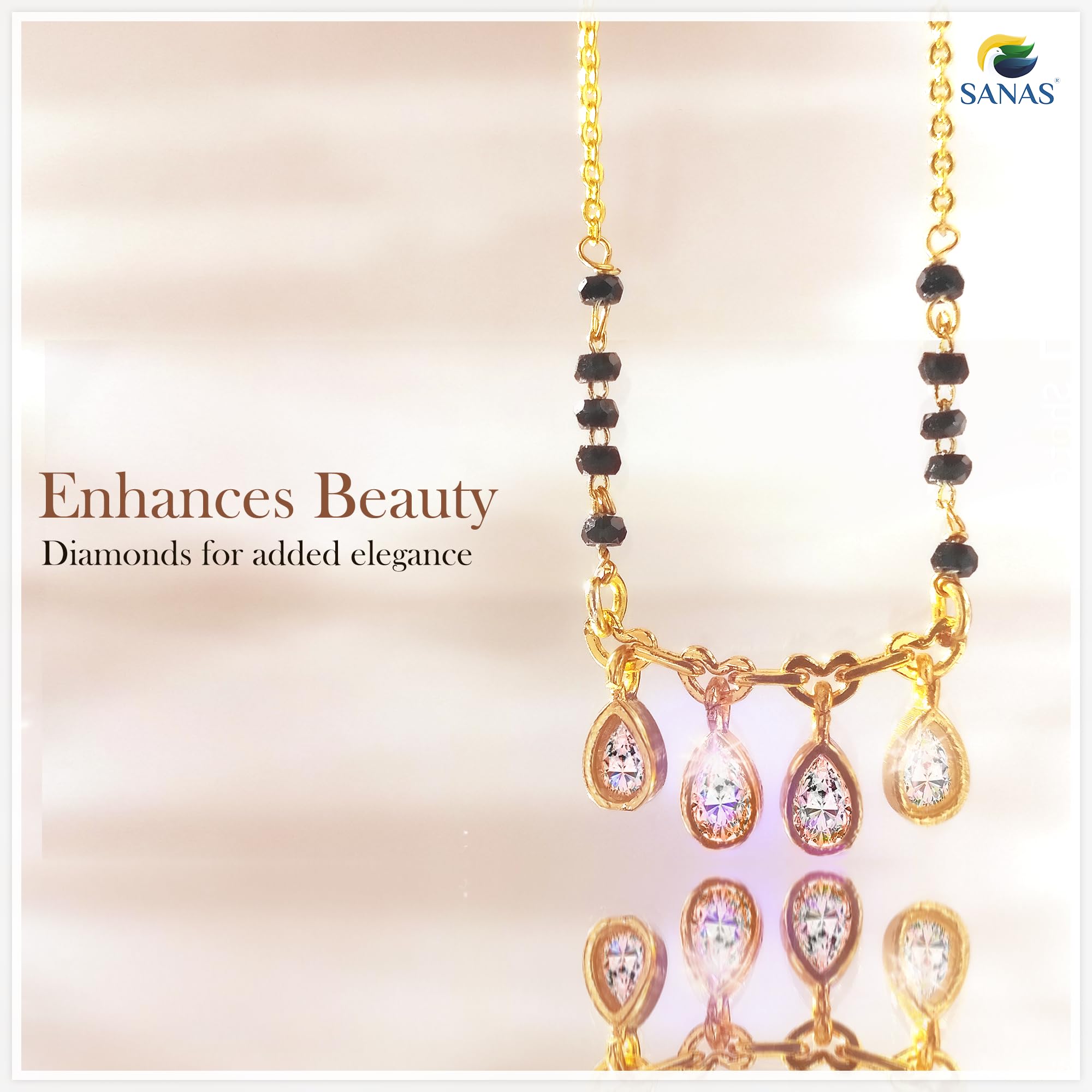 Four Stone Necklace with Extendable Chain Pendant
