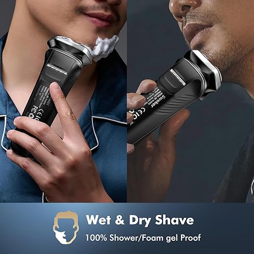 Miniatura 5 de Maquinilla de afeitar eléctrica para hombres, afeitadora eléctrica recargable con recortadora emergente para recortadora de patillas, afeitadora