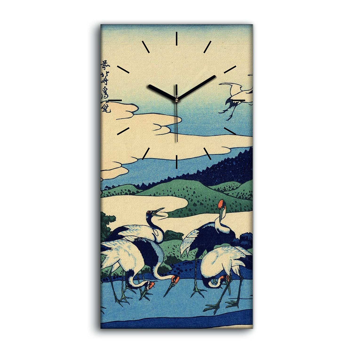Horloge sur Toile Salon et Chambre Décoration Murale Province de Sagami 30x60cm