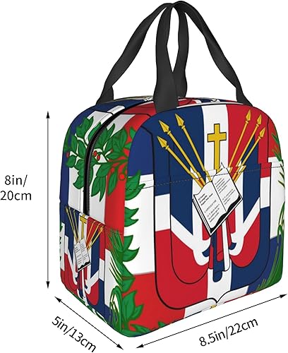 Miniatura 3 de Bolsa de almuerzo portátil aislada para la bandera de República Dominicana, bolsa de almuerzo para aperitivos, cena, trabajo, picnic, transporte