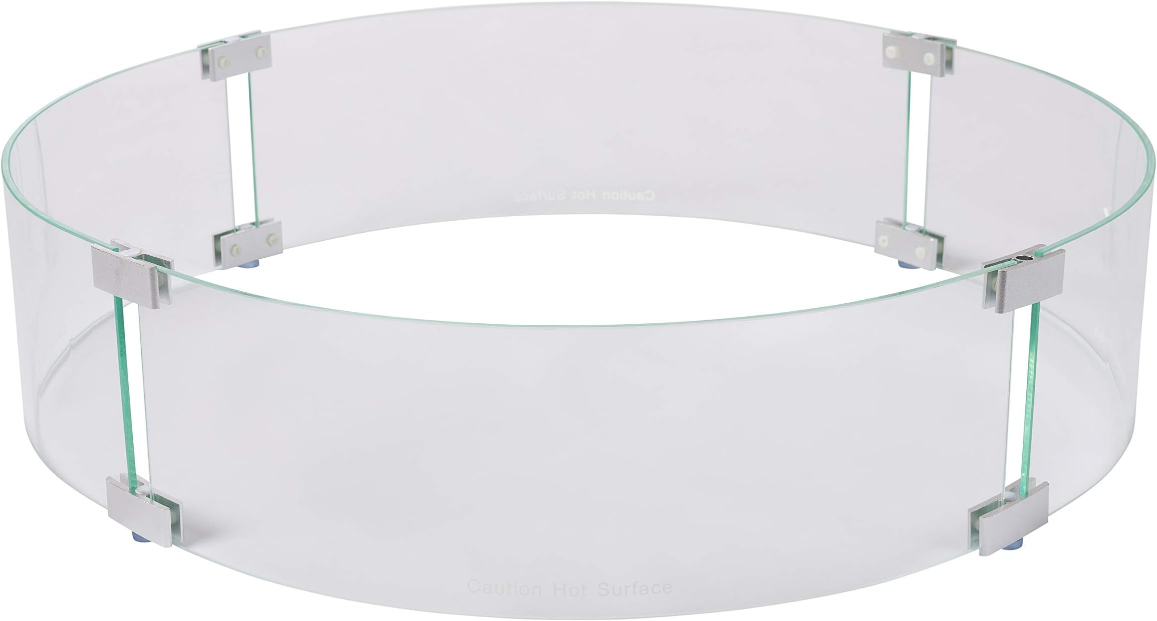Fire Sense Fire Pit Wind Guard Clear Glass Tempered Glass for Propane, Gas, Fire Pits and Patio Heaters - Round - 26 Inches