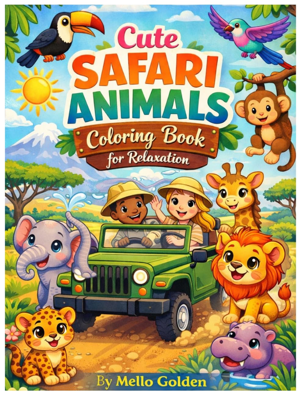 Cute Safari Animals Coloring Book for Relaxation
