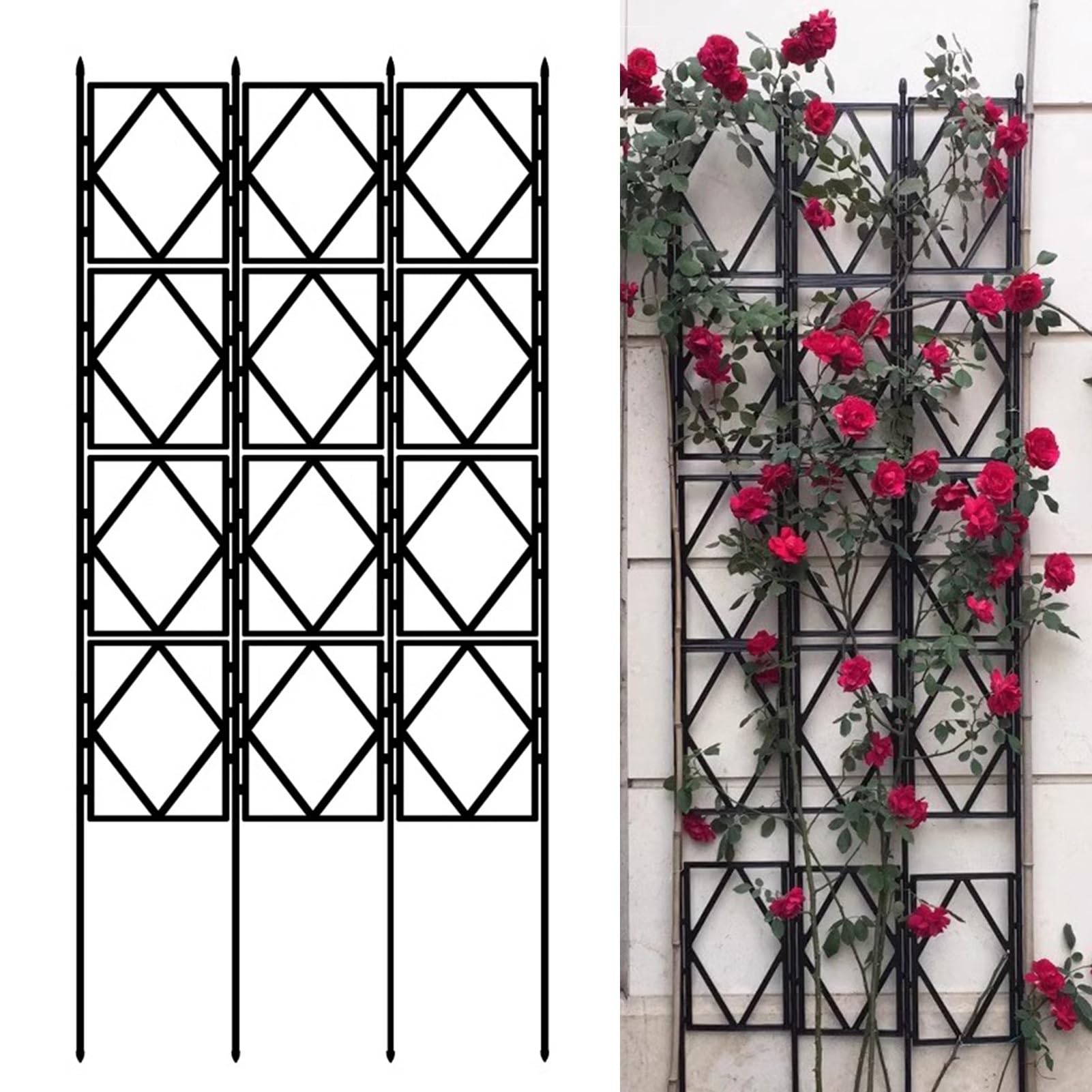 Treillis de jardin en métal pour plantes grimpantes - Support d'extérieur durable pour plantes grimpantes, fleurs, légumes - 60 cm x 220 cm