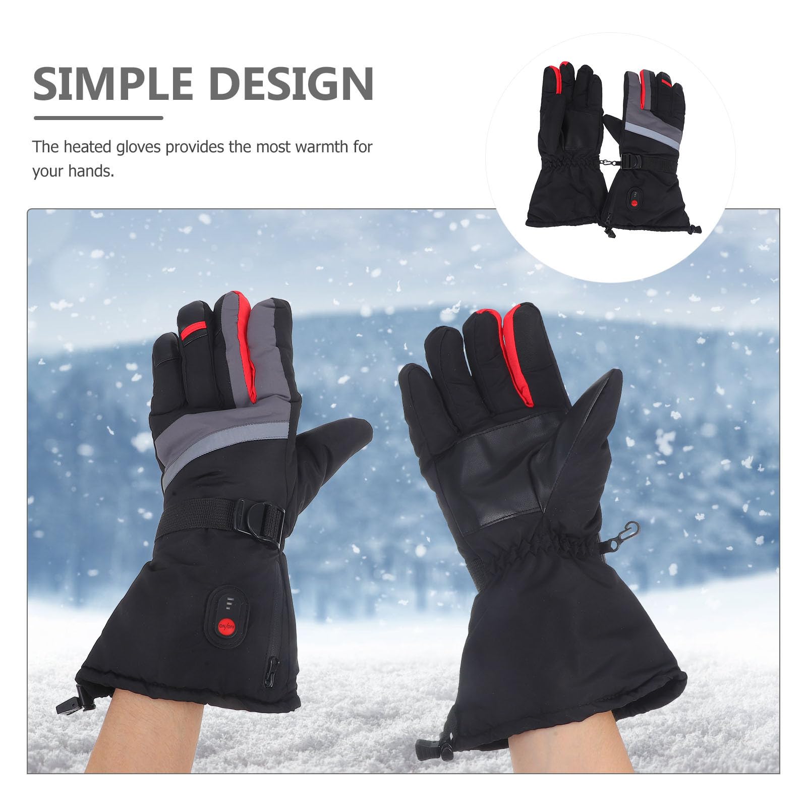 Ciieeo Guantes de Esquí Calefactables Negros para Adulto Niveles | Tejido, Calefacción Total de Mano, sin Batería Incluida, para Esquí y Riding