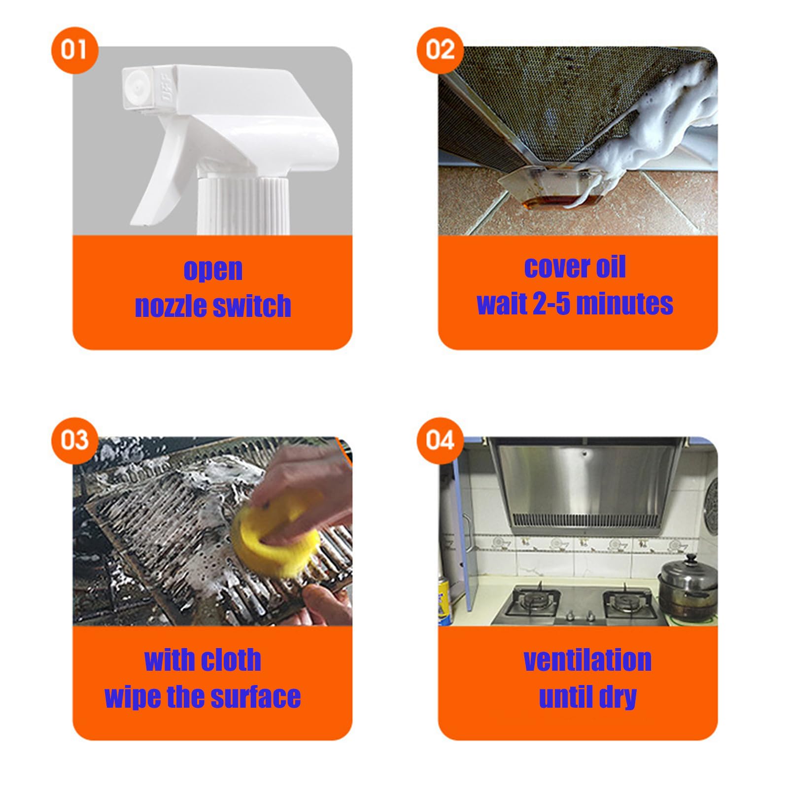 Mehrzweck-Küchenreiniger – Kraftvolles Spritzschaumspray, Blasenreiniger-Schaumspray für Backofen, Herd, Kühlschrank (2PCS)