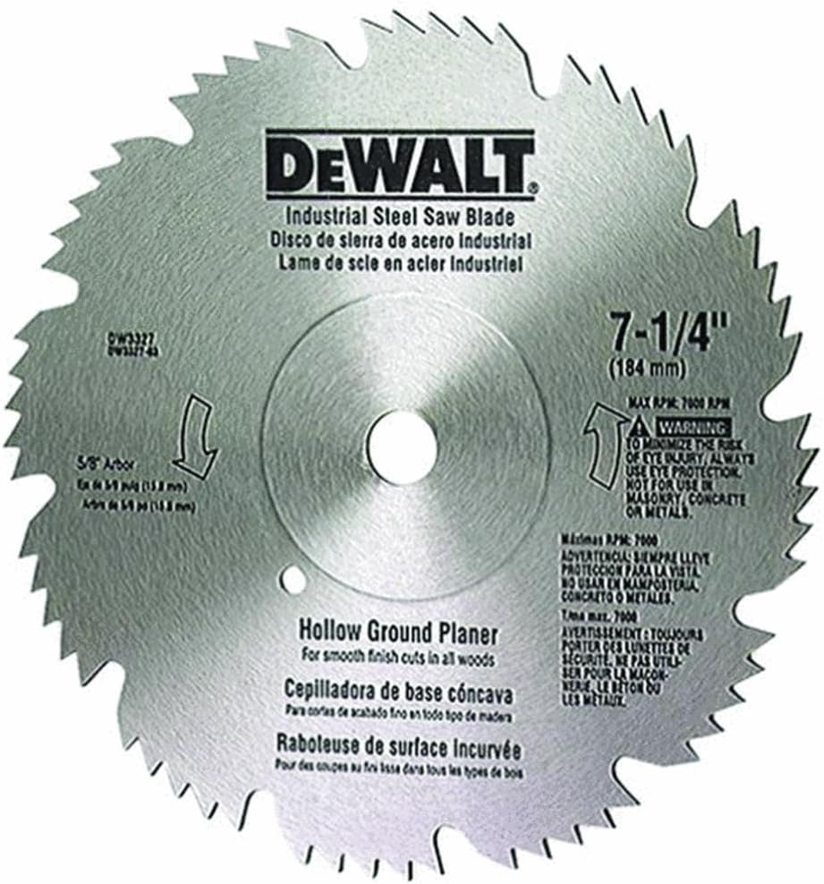 DEWALT DW3327 71/4Inch 60 Tooth Hollow Ground Planer Steel Saw Blade