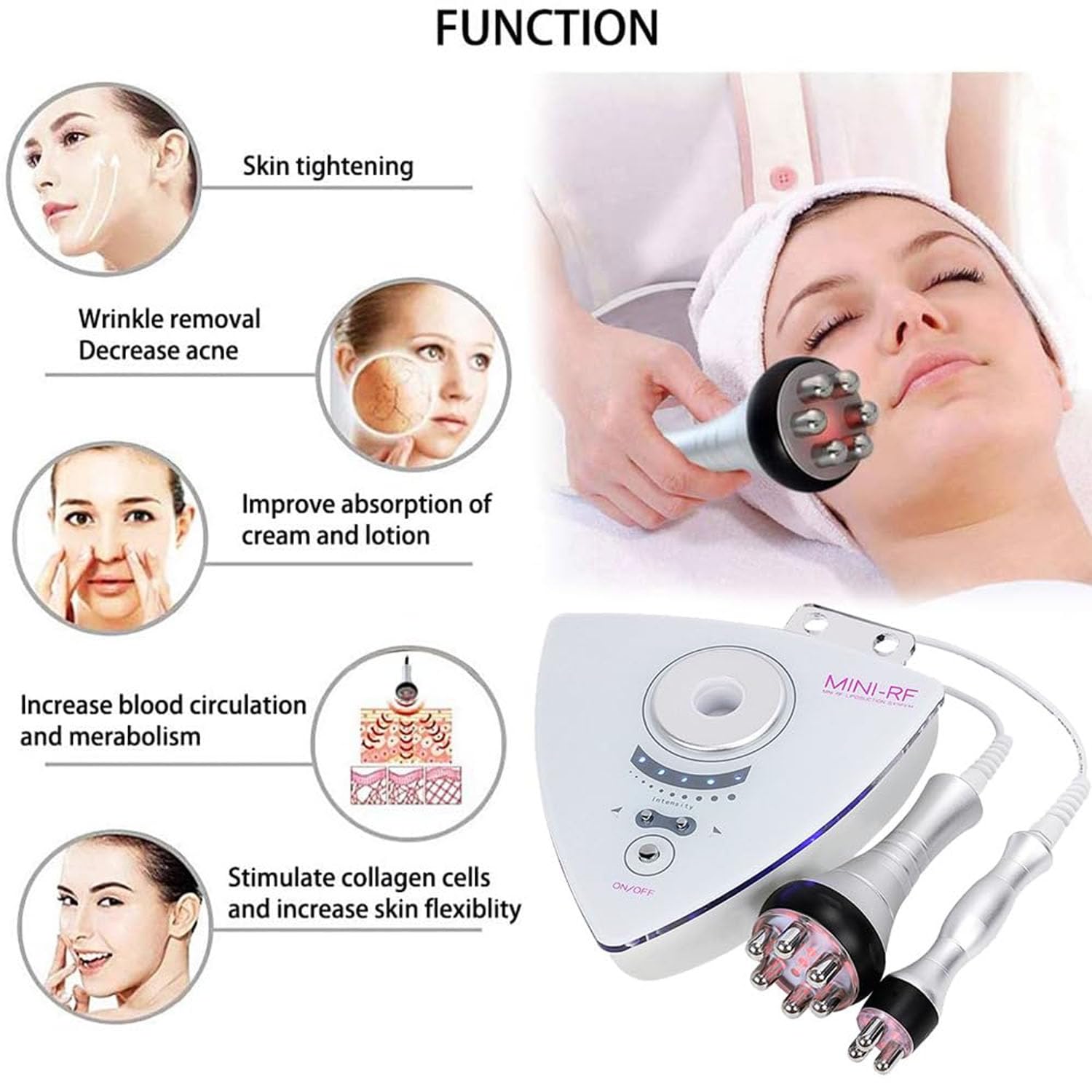 Aparato de Radiofrecuencia Facial y Corporal Antiedad Reafirmante | Masajeador de Radiofrecuencia Corporal, Anticelulítico y Reafirmante Potente, Aparato Reafirmante Facial para Doméstico