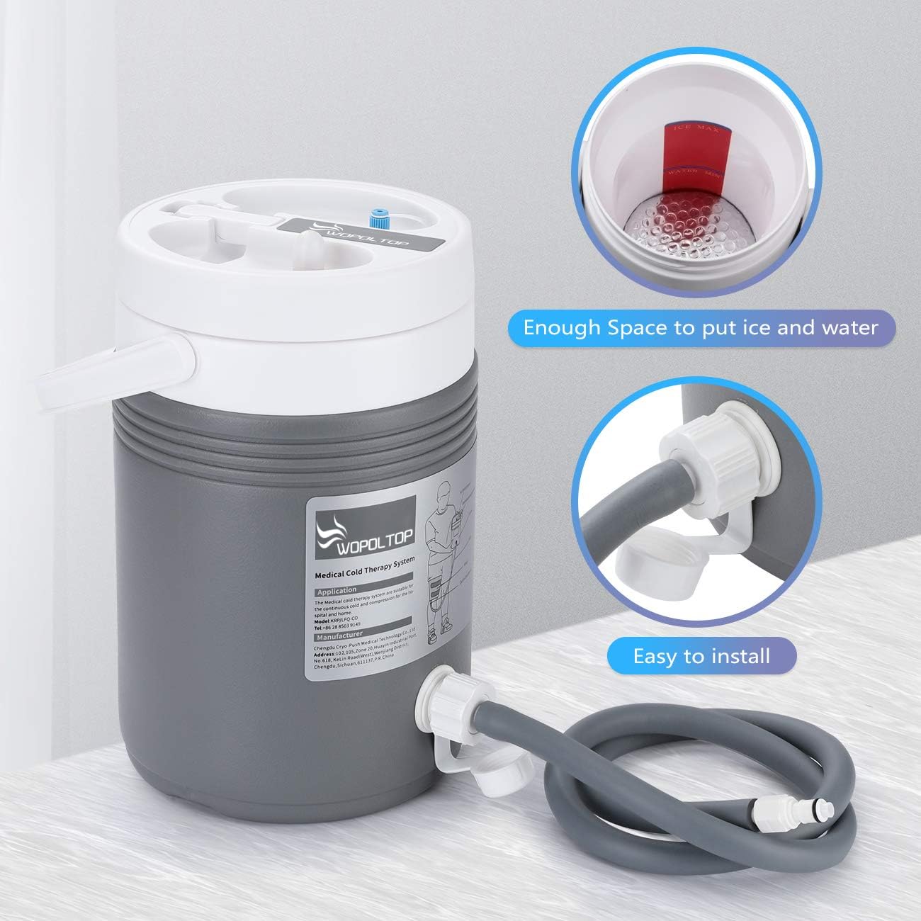 Cryo Cuff - Kit de máquina de terapia de frío de rodilla, portátil, máquina de compresión de frío de rodilla, sistema de congelación de crioterapia, paquete frío para recuperación postoperatoria y