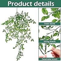 Vista 3 de Hoteam 12 plantas colgantes artificiales de 32 pulgadas, enredaderas de hiedra falsa con hojas falsas para patio, plantas artificiales para sala