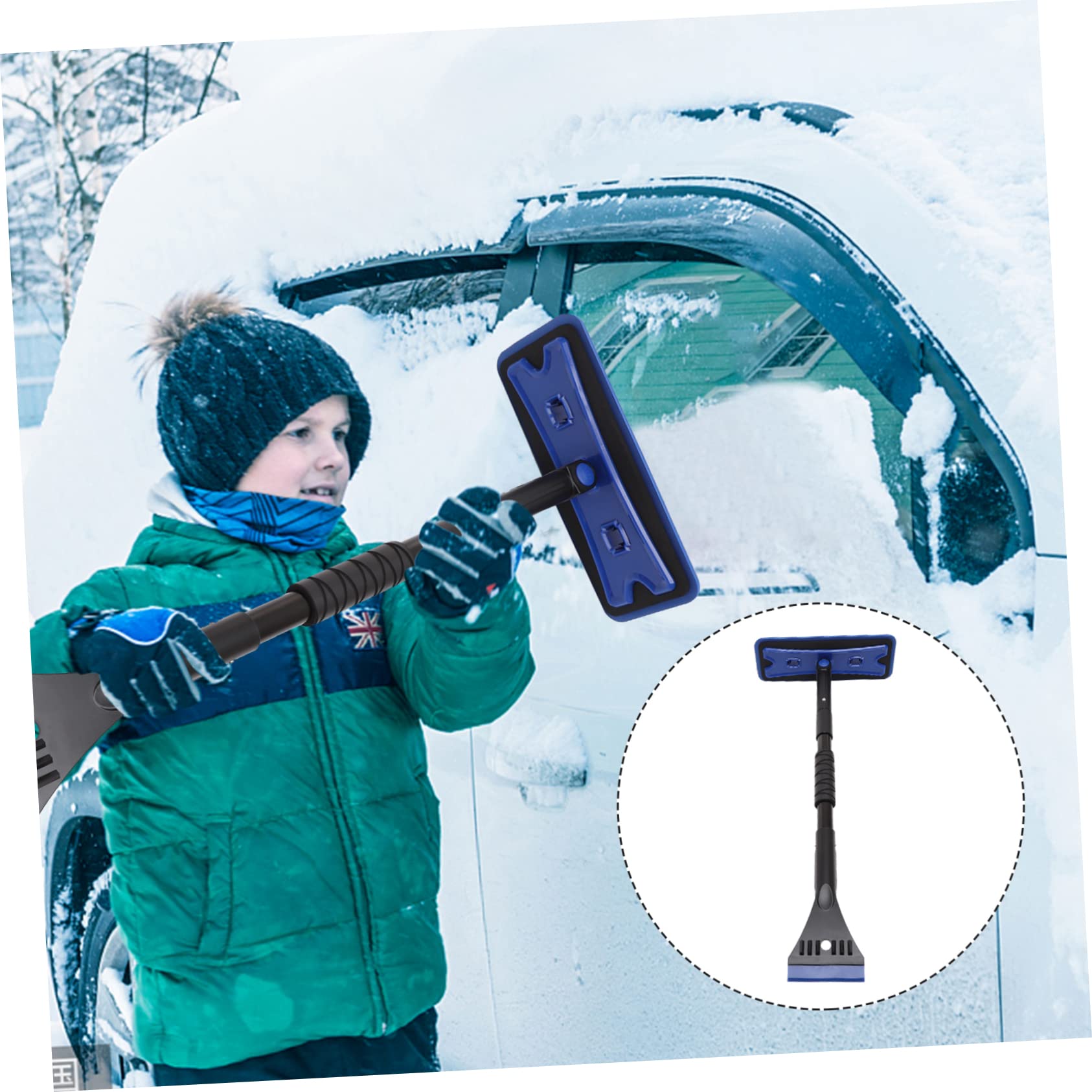 GALPADA Raschiaghiaccio per Parabrezza Auto di Raschietto e Spazzola per Neve Strumento di Pulizia Spugna Eva Resistente all Usura Retrattile Facile da Usare