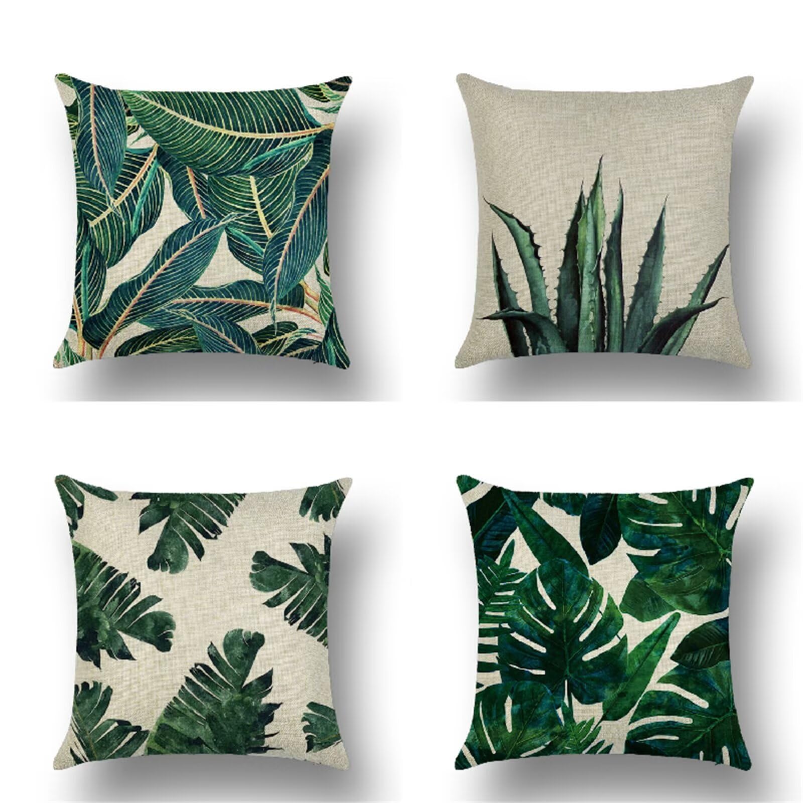 ShozhooPack of Outdoor Cushion Waterproof Green Cushion Covers 70x70cm  Summer Garden Cushions Double Sided Leaves Soft Throw Pillow Cover for  Garden
