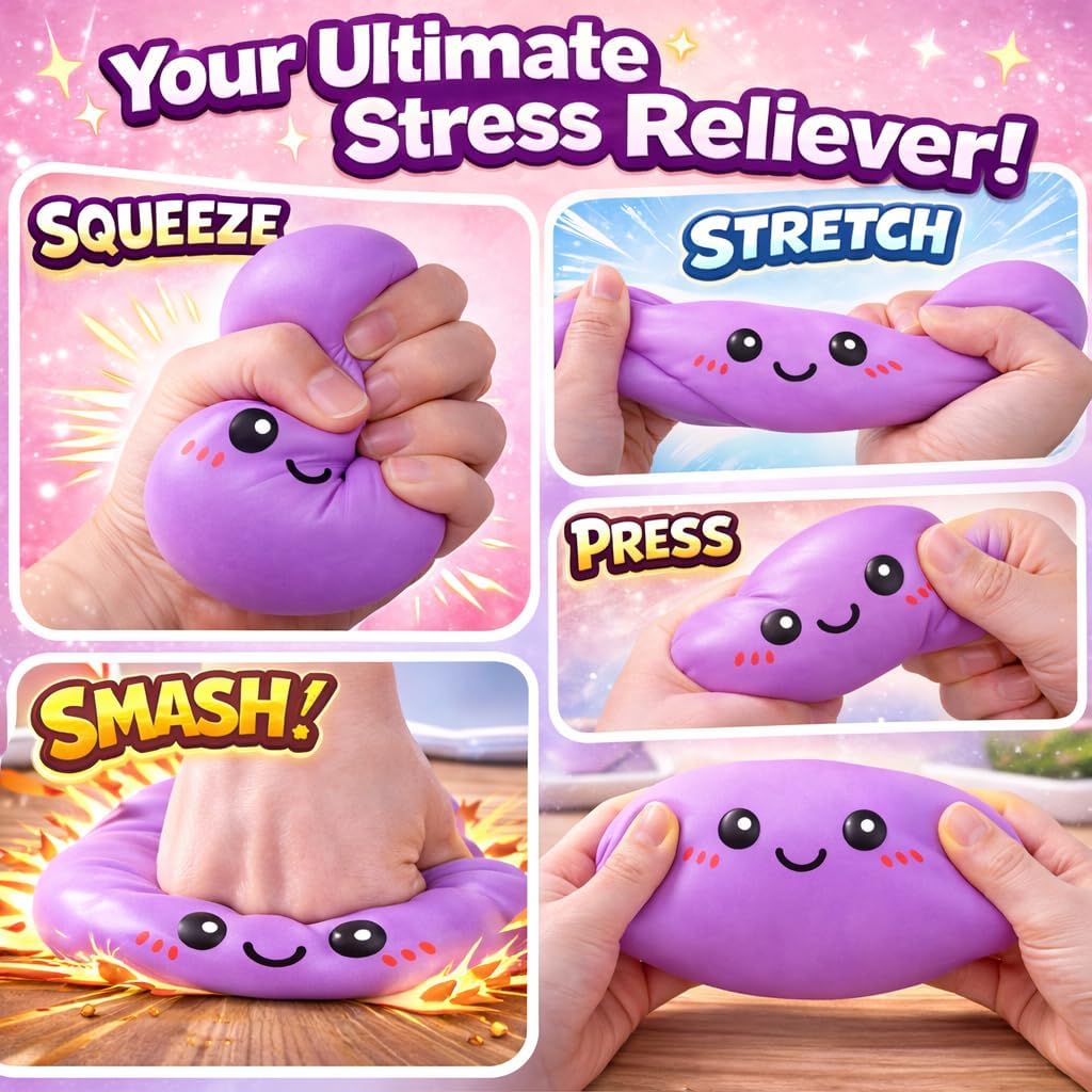 Dumpling Squishy Mystery Box Squeeze Toy, Squishy Dumpling Fidget Toys for Adults, Stress Relief Sensory Toy(Purple)