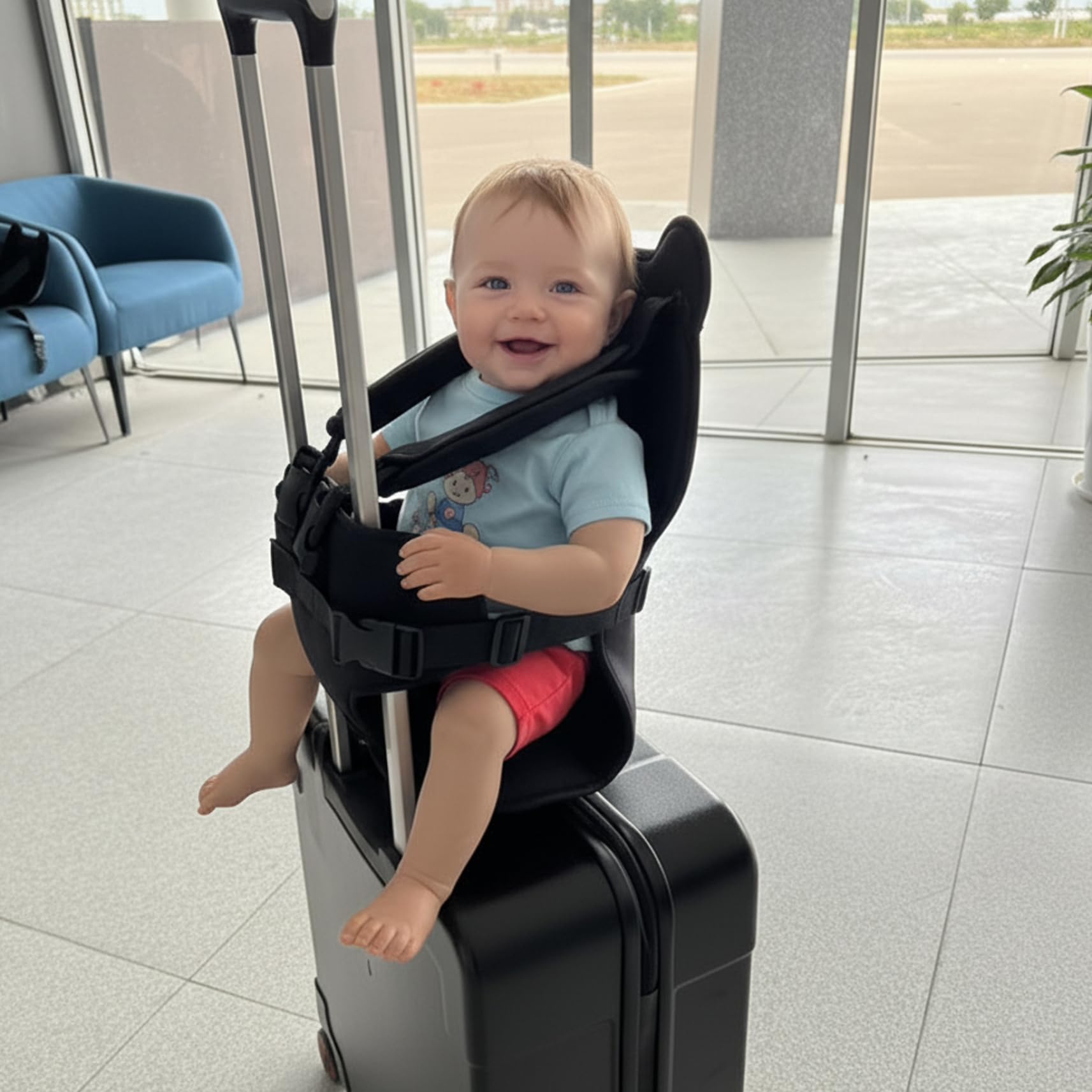 Siège de Bagage pour Enfants Cartoon Bear avec Sangle de sécurité - Siège Valise Essentiel Voyage pour Tout-Petits pour Les Voyages en Famille