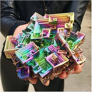Crystal Rock Pocket Energy Stone Bismuth Crystals Bismuth Bi Metal Crystal Rainbow Bright Metal Mineral Specimen Natural Crystal Decoration (Size : 260-300g)